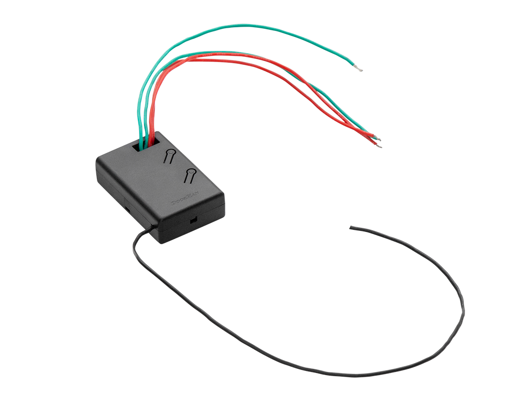 Артикул «DHRE-mini». Приемник внешний одноканальный предназначен для приема радиосигнала на частоте 433 МГц. Отличается компактным размером и имеет провода для подключения.